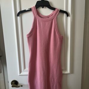 Pink Sleeveless crew neck Dress